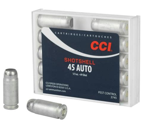 Cci 45 Acp Shotshell Ammunition 10 Rounds 9 Shot 120 Grains