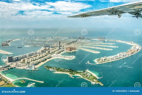 Aerial View Of Dubai Palm Jumeirah Island United Arab Emirates Stock