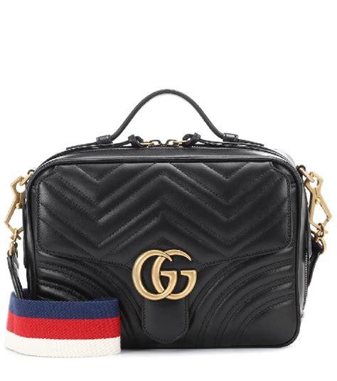 Gucci Gg Marmont Small Chevron Quilted Leather Top Handle Camera Bag