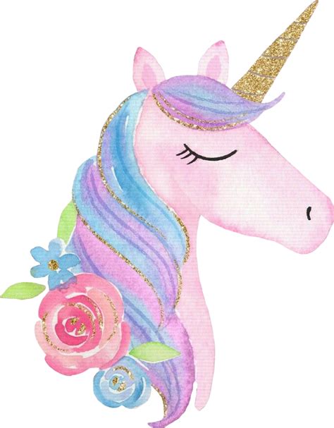 Unicorn With Flowers Clipart Isolated Cute Watercolor Unicorn Clipart