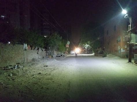 Indiam Night Scene Of Road With Street Light Stock Photo Image Of