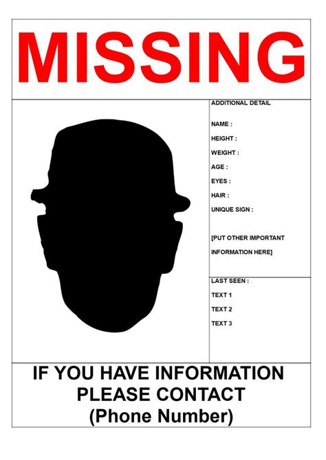 Missing Person Poster Template In A3 Size Templates At