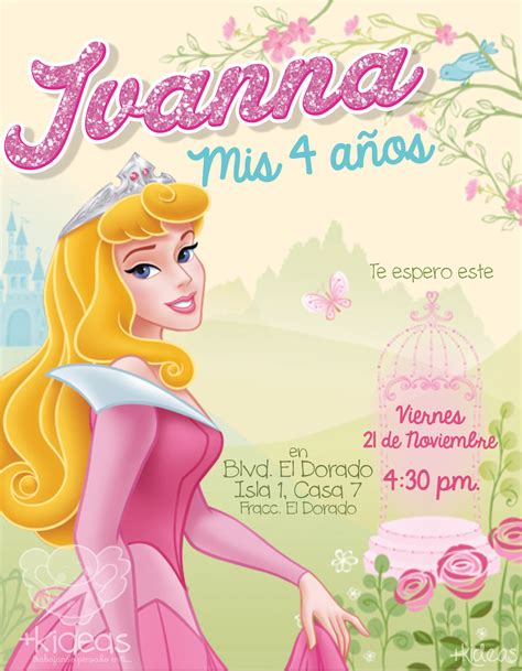 Kideas Disney Invitations Princess Aurora Bday Party