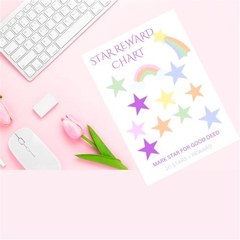 Star Reward Chart For Children Printable Template Pastel Colored Star