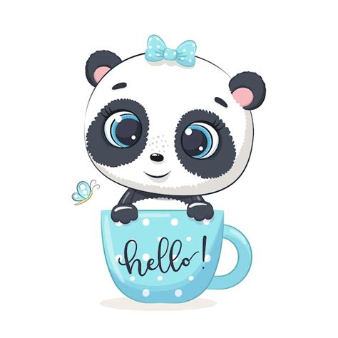 Premium Vector Cute Baby Panda In Cup