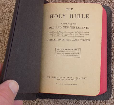 Vintage Antique Kjv Holy Bible Whitman Publishing Self Pronouncing In