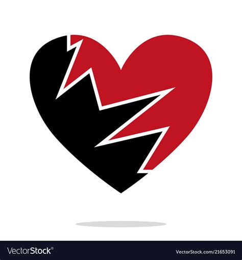 Broken Black Heart Icon Heartbreak Royalty Free Vector Image