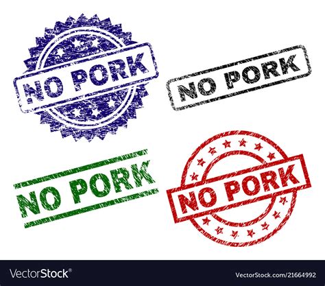 Grunge Textured No Pork Seal Stamps Royalty Free Vector