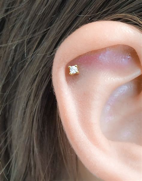 Cz Diamond Helix Jewelry Cz Stud Helix Earring Etsy