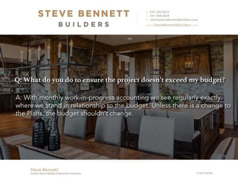 Frequently Asked Questions Steve Bennett Builders