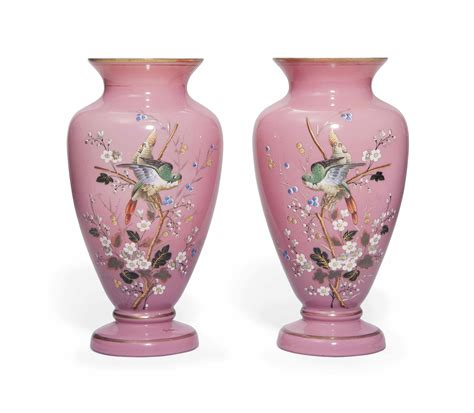 A Pair Of Pink Opaline Glass Vases Late 19th Century Christies