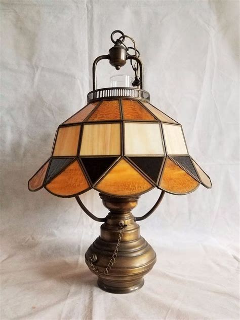 Vintage Art Deco Style Hanging Oil Lamp Stained Glass Hanging Fixture Lighting Artdeco Lamp