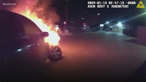 Dramatic video shows SAPD officers rescue woman from burning car