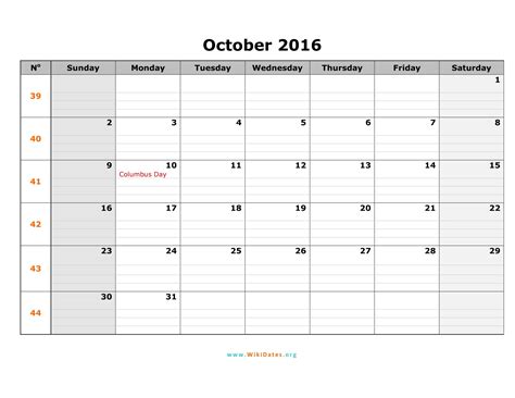 Select any style you want then download and print. October 2016 Calendar | WikiDates.org