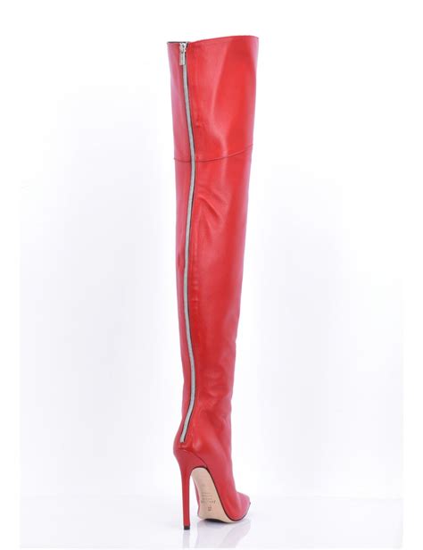 High Italian Thigh Boots Vesper With Full Back Zipper In Genuine Leath Boots Thigh Boot