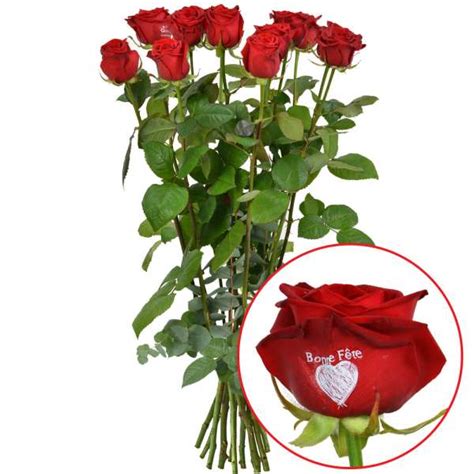 Bouquet De Roses 11 1 ROSE MARQUEE BONNE FETE 50CM Livraison