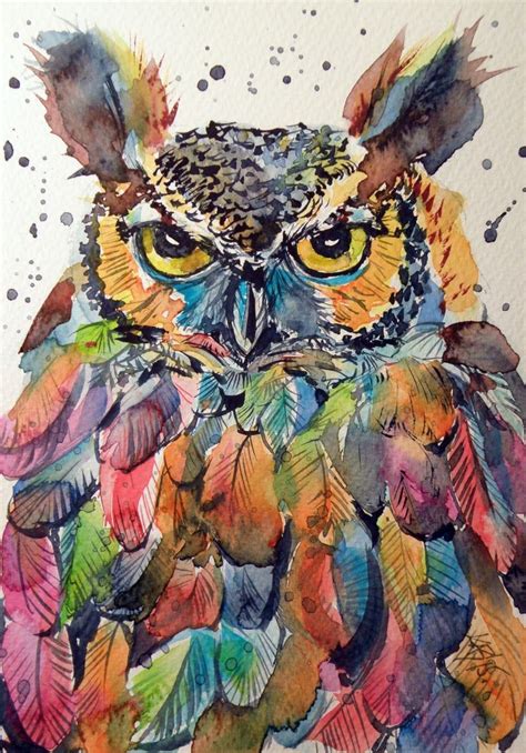 Colorful Owl 2015 By Kovács Anna Brigitta Owl Painting Owl Canvas