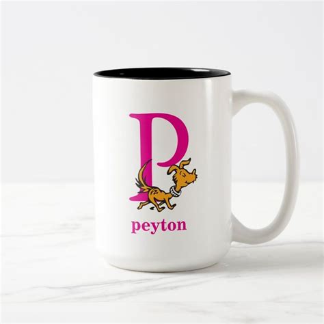 Dr Seusss Abc Letter P Pink Add Your Name Two Tone Coffee Mug