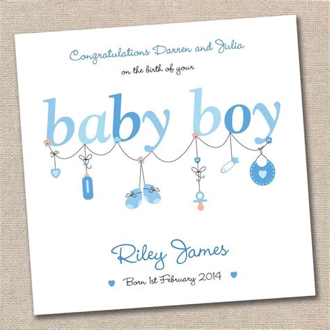 Easy to customize and 100% free. Personalised New Baby Boy Handmade Greeting Card ...
