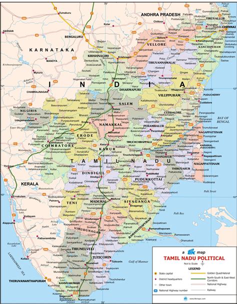 Tamil Nadu Travel Map Tamil Nadu State Map With Districts Cities Towns Tourist Places