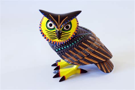 Mexican Folk Art Wood Carving Midnight Owl By Rene Xuana Mexican