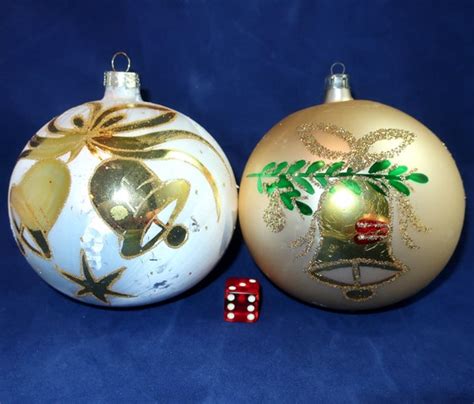 2 LARGE POLAND BLoWN Glass 4H Christmas Ball Ornaments Etsy