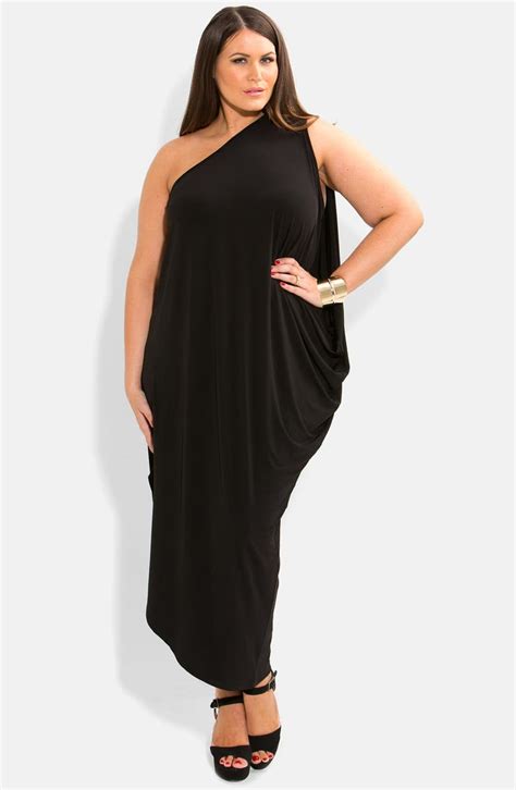 City Chic One Shoulder Draped Jersey Maxi Dress Plus Size Nordstrom