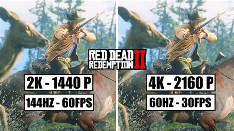Red Dead Redemption 2 4k Vs 2k Graphics Comparison Gameplay 30fps Vs