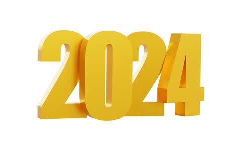 gelukkig nieuw jaar 2024 met glimmend 3d gouden getallen geïsoleerd