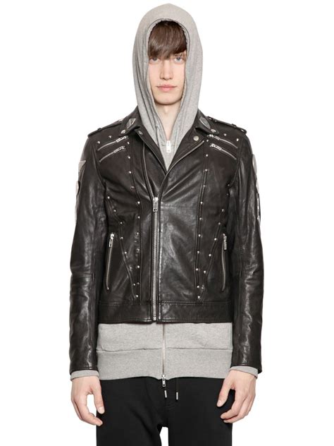 Lyst Diesel Studded Smooth Leather Jacket In Black For Men