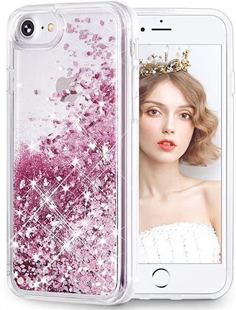 Wlooo Glitter Case For Iphone Se 2022 Iphone 6 6s 7 8 Case Glitter Liquid Crystal Quicksand