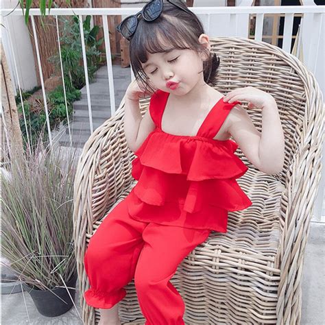 Dfxd New 2020 Summer Toddler Girl Clothes Set 2pc Solid Casual Outfit