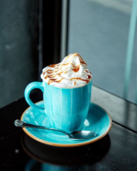 Free Photo Coffee Drink With Whipped Cream And Caramel Syrup
