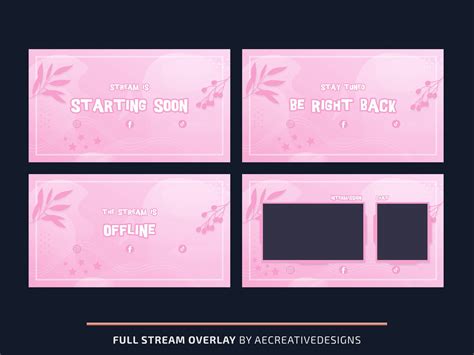 Animated Cute Pink Twitch Overlays Stream Package Starting Etsy