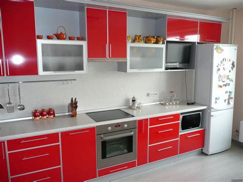 Best 55 modular Red Kitchen Designs, cabinets, walls, color