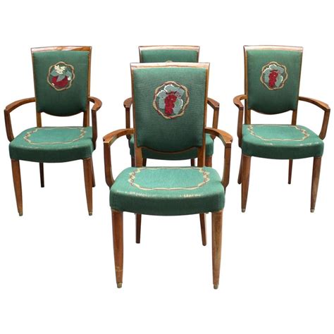 4 Fine French Art Deco Armchairs By Jules Leleu 2 On Hold For Sale At