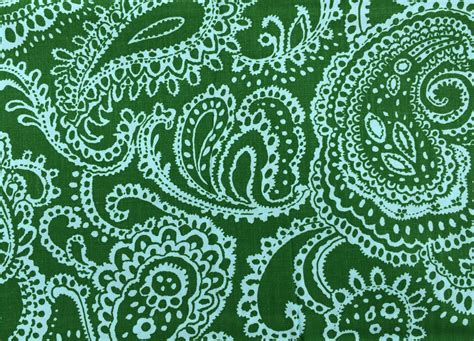 Reserved Paisley Cotton Fabric Green And Blue Cotton Fabric 1