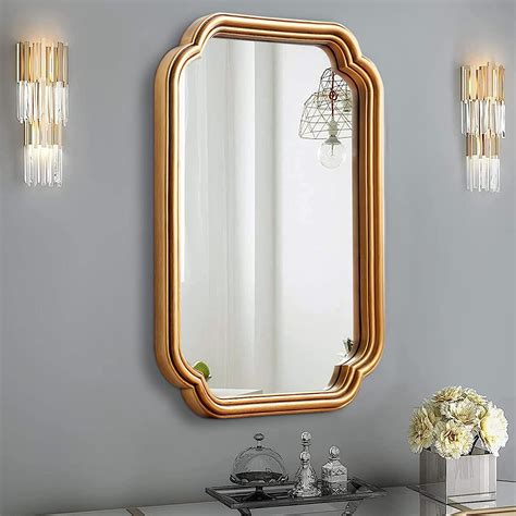 Yoshoot Gold Vintage Mirror For Wall 36x24 Antique Ornate Bathroom Mirror