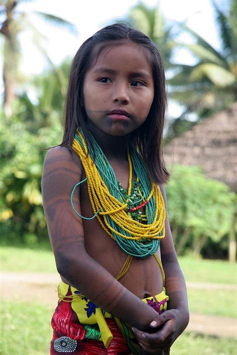 Embera Girl Dressed For Dancing Darien Panama Povos Indígenas