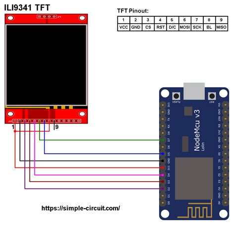 Interfacing Esp8266 Nodemcu With Ili9341 Tft Display Simple Circuit