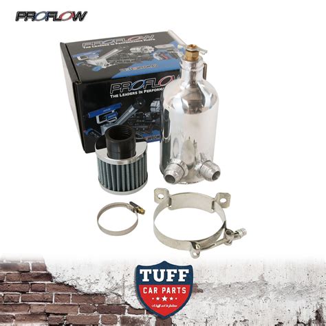 Proflow Twin Inlet 750ml Polished Oil Catch Can Tank And Breather And Drain