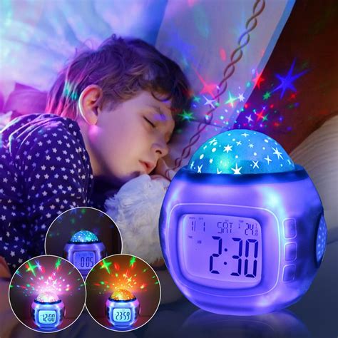 Eeekit Starry Sky Alarm Clock Kids Sleep Clock Night Light Star