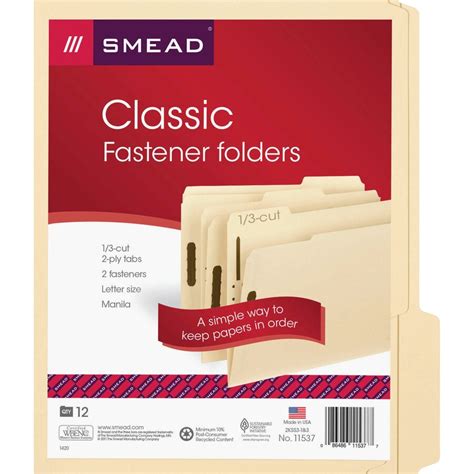 Smead Manila Fastener Folders With Reinforced Tab Yuletide Office