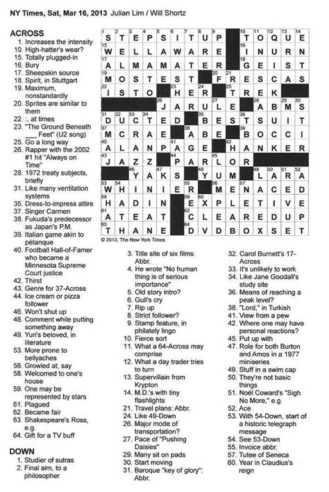 The New York Times Crossword In Gothic 031613 — What Hath