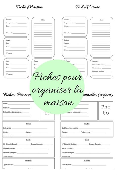Gestion de l'inventaire et des quipements. Organisation maison : un kit de fiches pour s' organiser à ...