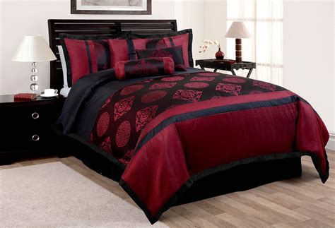 New twin comforter set black grey plaid white red with 1 sham. 7 Piece Dynasty Burgundy/Black Comforter Set | Comforter ...