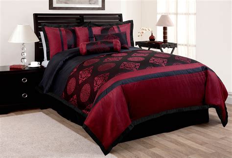 If your bedroom walls are painted in green tones you can buy bamboo furniture, to give your room a calm and relaxing look. 7 Piece Dynasty Burgundy/Black Comforter Set | Comforter ...