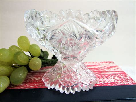 Antique Imperial Glass Co Nucut Crystal Glass Footed Compote