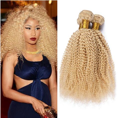 Best Quality Blonde Kinky Curly Human Hair Weaves 613 Platinum Blonde Afro Kinky Curly Peruvian