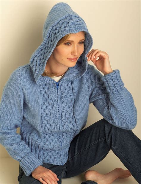 Cozy Cable Hooded Cardigan Patterns Yarnspirations Hooded
